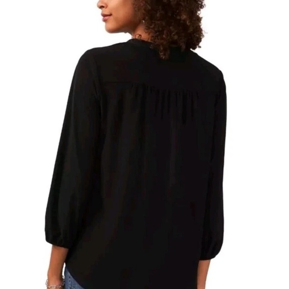 Vince Camuto Women’s Black 3/4 Sleeve V-Neck Comfort Stretch Relaxed Blouse M - Picture 3 of 12